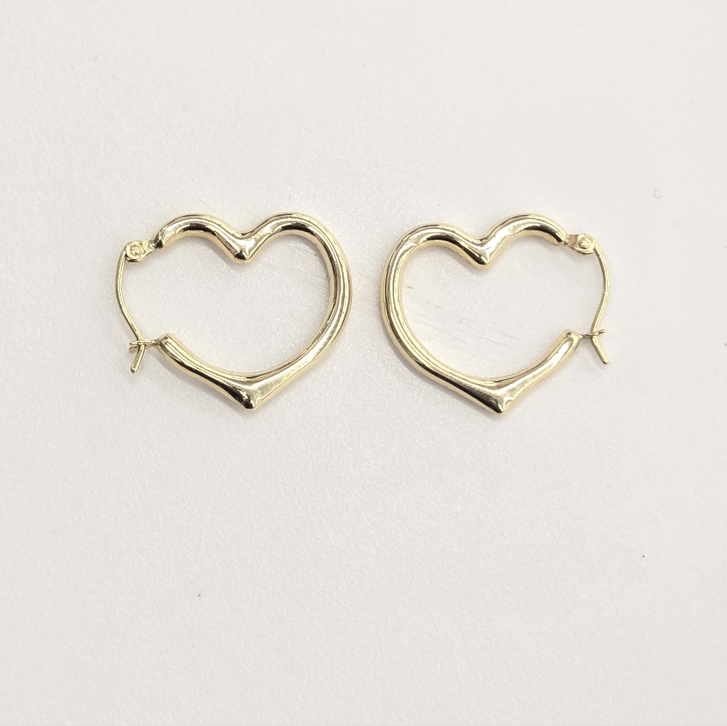 14kt Real Gold Heart Style Hoop Earring